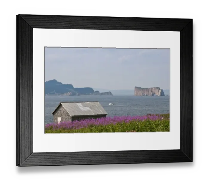 Framed Print : Quebec, Canada. Historic settlement on Ile Bonaventure offshore of Perc Framed Print : Quebec, Canada. Historic settlement on Ile Bonaventure offshore of Perc