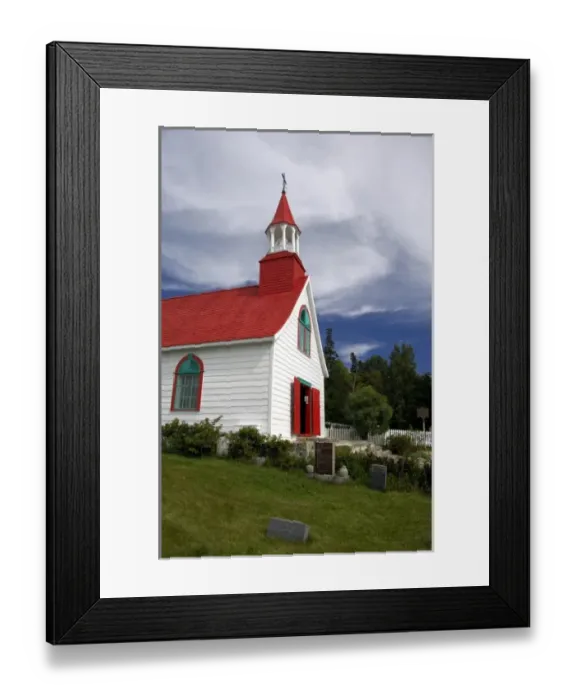 Framed Print : Canada, Quebec, Tadoussac. Petite Chapelle, oldest wooden church in Canada, c. 1747 Framed Print : Canada, Quebec, Tadoussac. Petite Chapelle, oldest wooden church in Canada, c. 1747