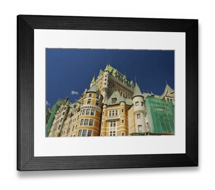 Framed Print : North America, Canada, Quebec, Old Quebec City. Chateau Fraontenac undergoing renovations