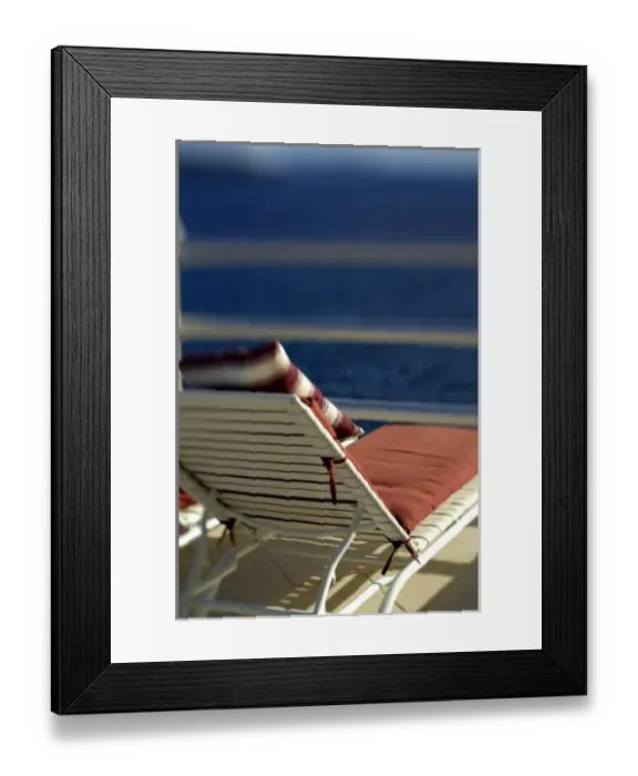 Framed Print : Caribbean, U. S. Virgin Islands. Deck chairs overlooking the ocean