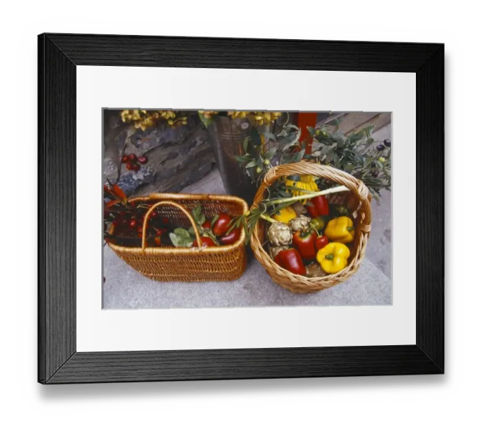 Framed Print : Canada, Quebec, Quebec City, baskets of fresh produce Framed Print : Canada, Quebec, Quebec City, baskets of fresh produce