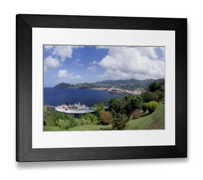 Framed Print : Caribbean, St. Vincent, Grenadines, Kingstown. View of harbor and ships Framed Print : Caribbean, St. Vincent, Grenadines, Kingstown. View of harbor and ships