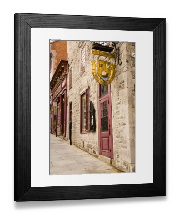 Framed Print : Buildings and restuarant in old Montreal, Quebec Framed Print : Buildings and restuarant in old Montreal, Quebec