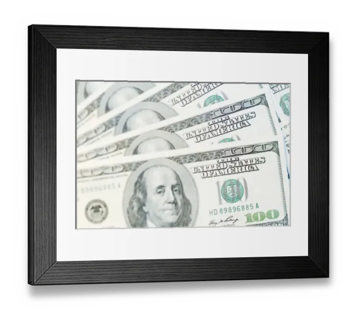 Framed Print : US Currency, $100 Bills (Selectvive Focus) Framed Print : US Currency, $100 Bills (Selectvive Focus)