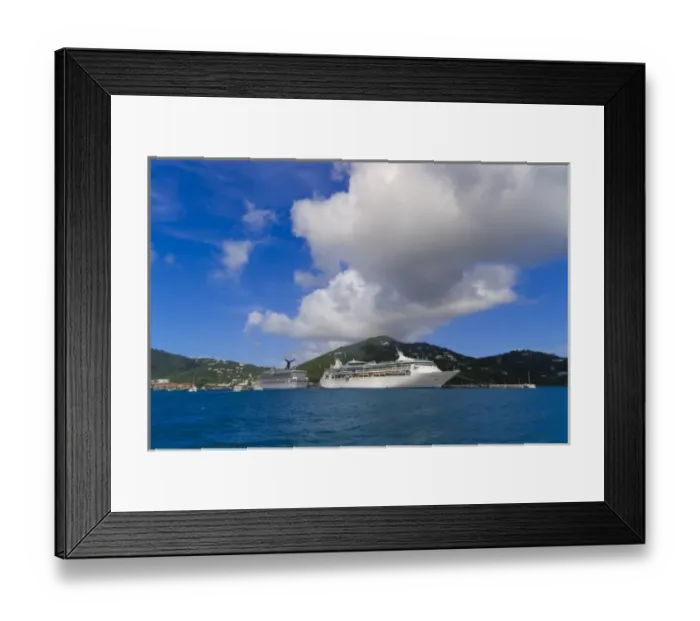 Framed Print : Caribbean. USVI. Cruise ships docked at Charlotte Amalie harbor Framed Print : Caribbean. USVI. Cruise ships docked at Charlotte Amalie harbor