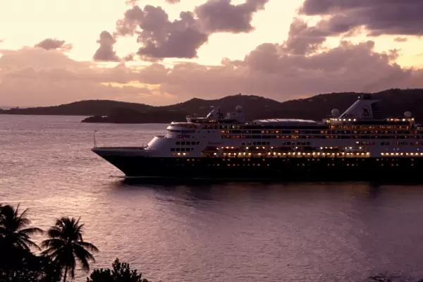 Caribbean, U. S. Virgin Islands, St. Thomas, Charlotte Amalie. Holland America ship