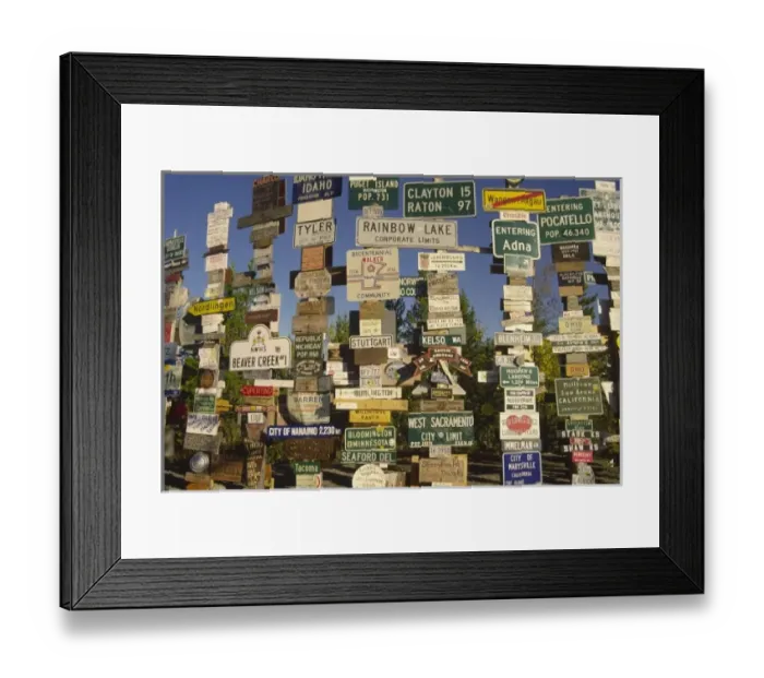 Framed Print : Canada, Yukon Territory. A signpost forest at Watson Lake Framed Print : Canada, Yukon Territory. A signpost forest at Watson Lake