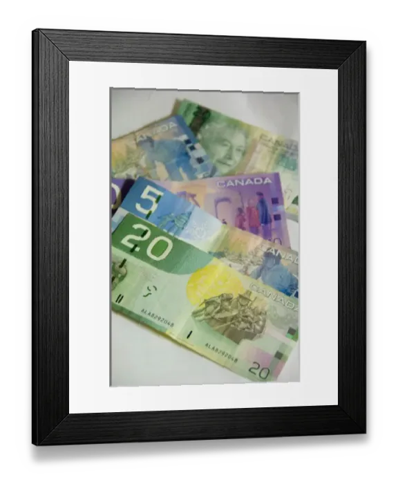 Framed Print : Canadia. Canada. Canadian currency Framed Print : Canadia. Canada. Canadian currency