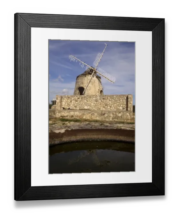 Framed Print : Caribbean, US Virgin Islands, St Croix, Whim Plantation, old windmill and well, March
