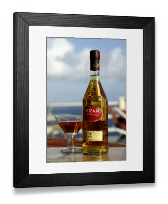 Framed Print : Caribbean, Virgin Islands. Cruzan Estate Dark Rum made in the Virgin Islands
