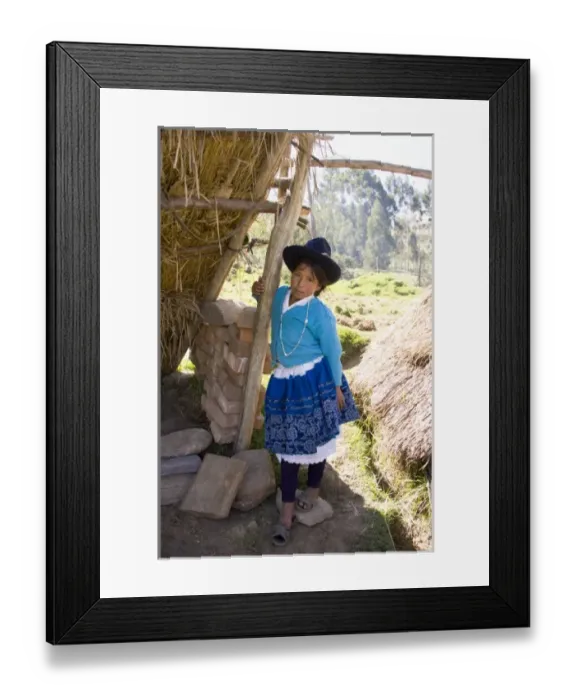 Framed Print : Girl (13 years) in traditional dress, Vicos, Peru. (MR)