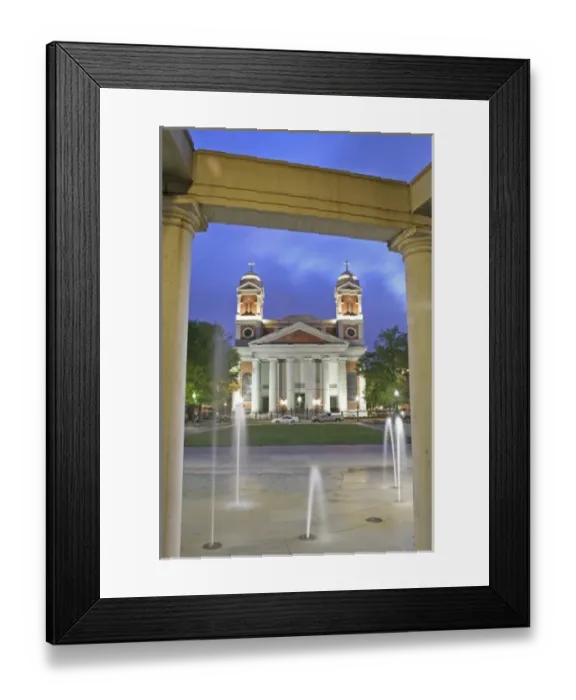 Framed Print : Evening lighting Cathedral of the Immaculate Conception at Cathedral Plaza downtown Framed Print : Evening lighting Cathedral of the Immaculate Conception at Cathedral Plaza downtown