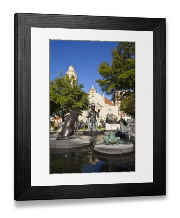 Framed Print : USA, Alabama, Birmingham. Five Points South area, Highlands United Methodist Church and fountain Framed Print : USA, Alabama, Birmingham. Five Points South area, Highlands United Methodist Church and fountain