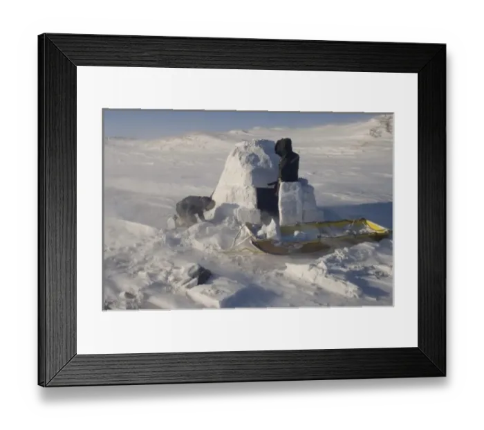 Framed Print : inupiat guides Bruce Inglangasak and Jack Kayotuk finish building an igloo snow blind Framed Print : inupiat guides Bruce Inglangasak and Jack Kayotuk finish building an igloo snow blind