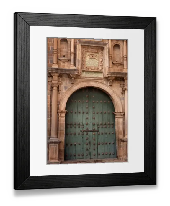 Framed Print : South America, Peru, Cuzco. The door of Iglesia de la CompaAnAia de Jesus- the Jesuit