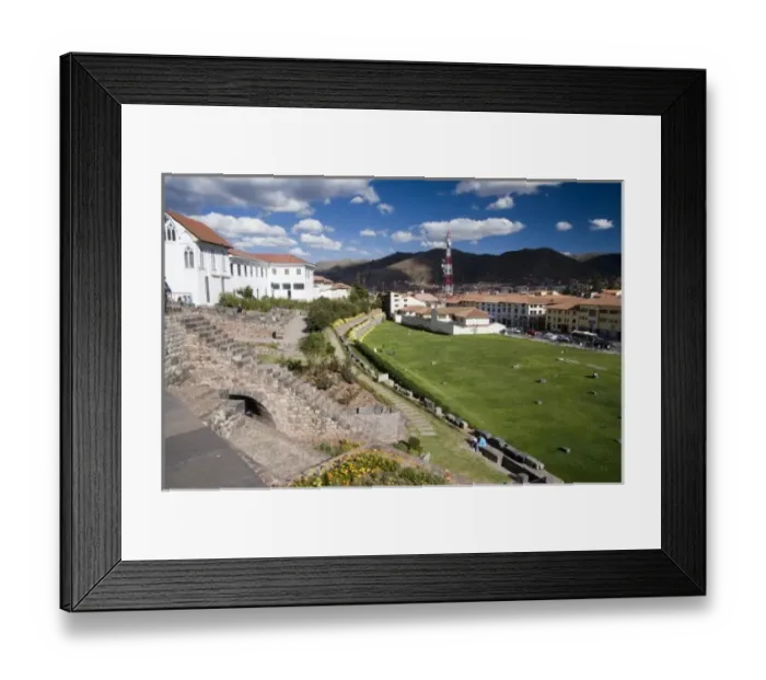 Framed Print : South America - Peru - Cusco. View of city from the Inca site of Coricancha (once Framed Print : South America - Peru - Cusco. View of city from the Inca site of Coricancha (once