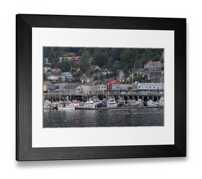 Framed Print : USA, Alaska, Ketchikan. Town overview as seen from harbor