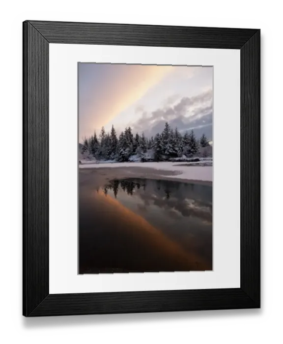 Framed Print : USA, Alaska, Mendenhall Glacier. Sunset reflection in Steep Creek
