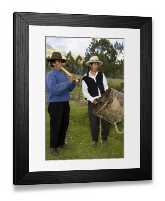 Framed Print : Musicians play in field during feast celebration, Vicos, Peru, South America MR Framed Print : Musicians play in field during feast celebration, Vicos, Peru, South America MR