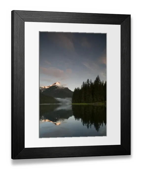 Framed Print : USA, Alaska, Misty Fjords National Monument, Setting sun lights snowcapped mountain Framed Print : USA, Alaska, Misty Fjords National Monument, Setting sun lights snowcapped mountain