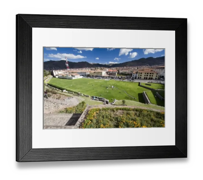 Framed Print : South America - Peru - Cusco. View of city from the Inca site of Coricancha (once Framed Print : South America - Peru - Cusco. View of city from the Inca site of Coricancha (once