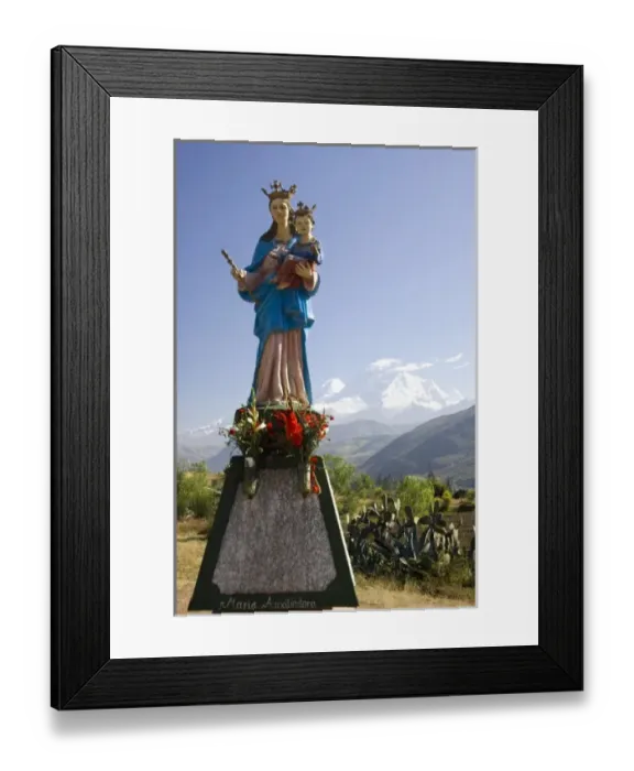 Framed Print : Anta Carhuaz religious statue and Andes Mountains, near Huaraz, Peru