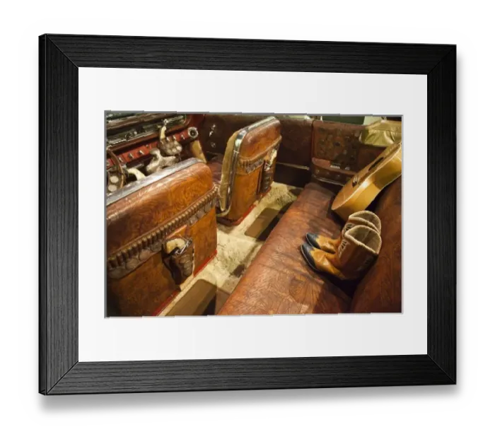 Framed Print : USA, Alabama, Tuscumbia. Alabama Music Hall of Fame, Happy Hal Burns, cowboy car, interior