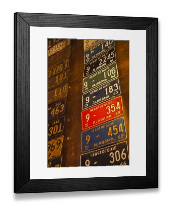 Framed Print : USA, Alabama, Huntsville. Harrison Brothers Hardware store, est. 1879, old license plates Framed Print : USA, Alabama, Huntsville. Harrison Brothers Hardware store, est. 1879, old license plates