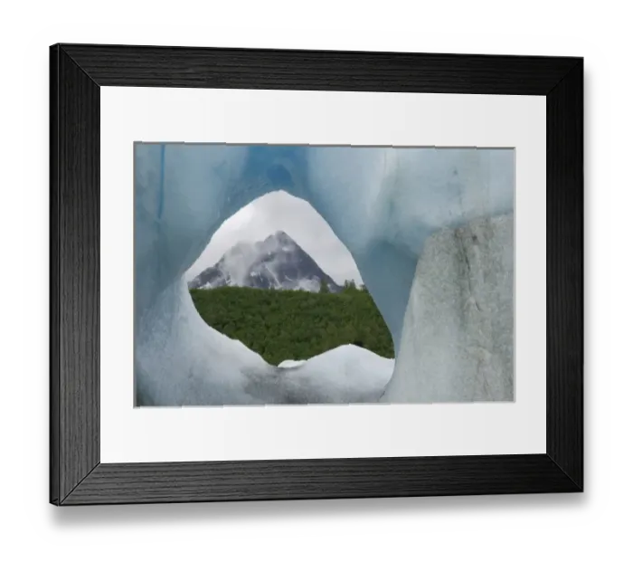Framed Print : USA, Alaska, Alsek Lake. Mountain framed by iceberg Framed Print : USA, Alaska, Alsek Lake. Mountain framed by iceberg
