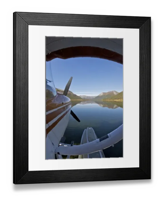 Framed Print : USA, Alaska, Arctic National Park. Float plane parked in the still waters of Lake Framed Print : USA, Alaska, Arctic National Park. Float plane parked in the still waters of Lake