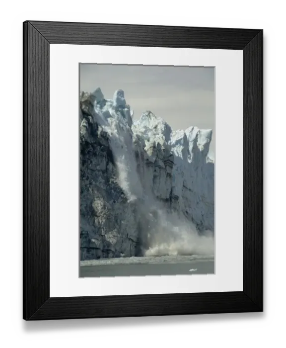 Framed Print : USA, Alaska, Inside Passage. Ice calving off face of glacier Framed Print : USA, Alaska, Inside Passage. Ice calving off face of glacier
