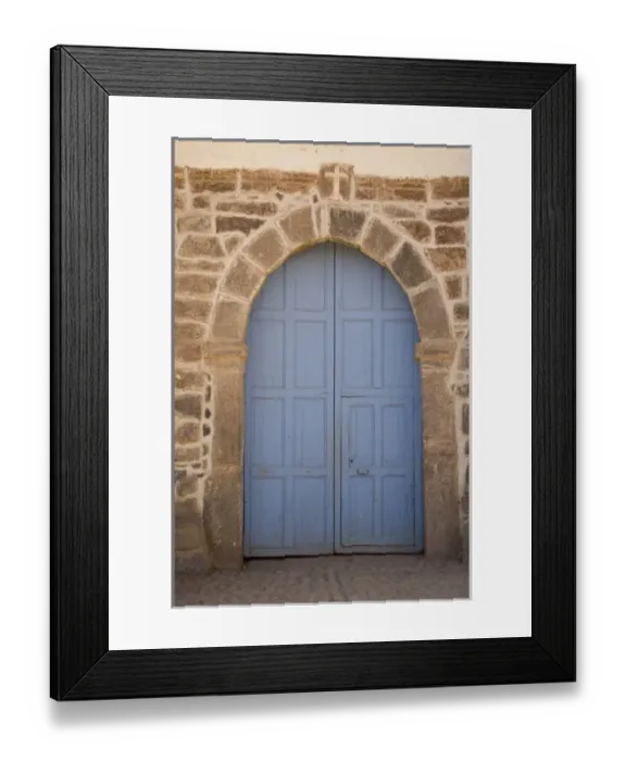 Framed Print : Blue door in church, Raqchi (near Cuzco), Peru