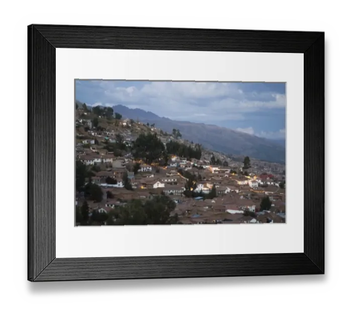 Framed Print : Houses with clay tile roofs, viewed from above, Cuzco, Peru