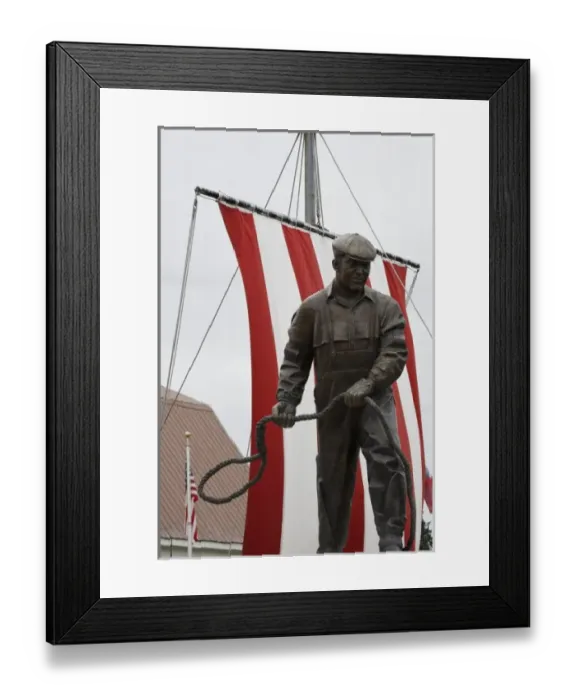 Framed Print : USA, Alaska, Petersburg. Bojer Wikan Fishermens Memorial sculpture and model
