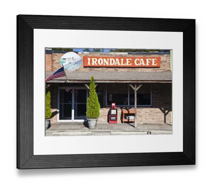 Framed Print : USA, Alabama, Birmingham. Village of Irondale, Irondale Cafe, real-life setting for