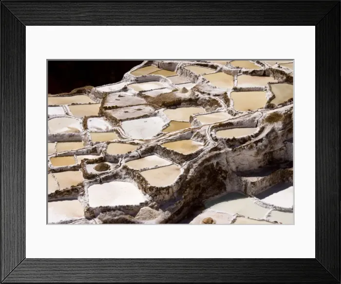 Framed Print : Peru, Cusco valley, salt mine in the mountains, detail Framed Print : Peru, Cusco valley, salt mine in the mountains, detail