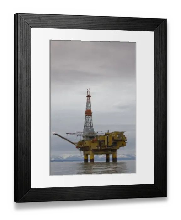 Framed Print : USA, Alaska, Offshore oil drilling rig in Cook Inlet on summer evening Framed Print : USA, Alaska, Offshore oil drilling rig in Cook Inlet on summer evening
