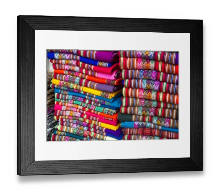 Framed Print : Textiles being sold at a market in Lima, Peru