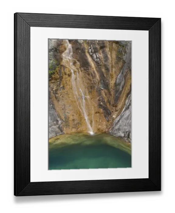 Framed Print : USA, Alaska, Alsek River Valley. Waterfall forms glacial pool along Alsek River Framed Print : USA, Alaska, Alsek River Valley. Waterfall forms glacial pool along Alsek River