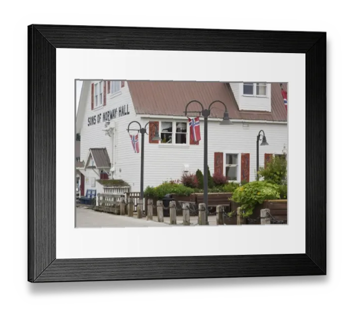 Framed Print : USA, Alaska, Petersburg. Sons of Norway Hall in Bojer Wikan Fishermens Memorial Park Framed Print : USA, Alaska, Petersburg. Sons of Norway Hall in Bojer Wikan Fishermens Memorial Park
