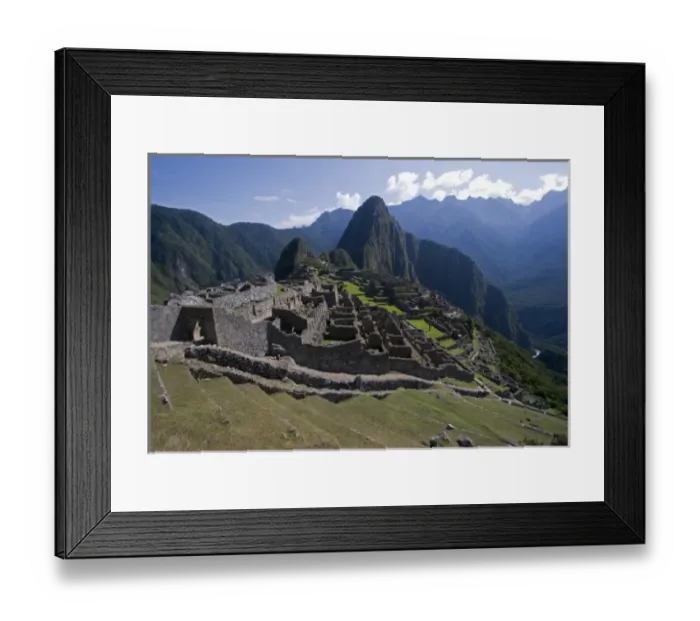 Framed Print : South America - Peru. Overall view of the lost Inca city of Machu Picchu