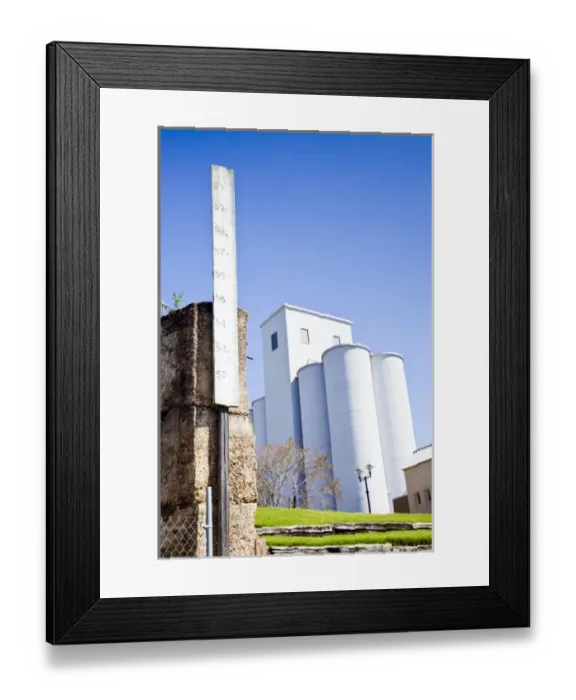 Framed Print : USA, Alabama, Montgomery. Flood marker along the Alabama River