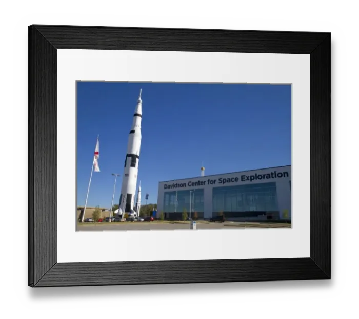 Framed Print : Saturn V mock-up stands outside the Davidson Center for Space Exploration building at the U Framed Print : Saturn V mock-up stands outside the Davidson Center for Space Exploration building at the U