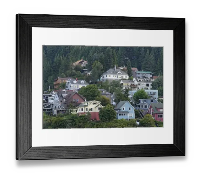 Framed Print : USA, Alaska, Ketchikan. Partial view of homes as seen from Harbor Framed Print : USA, Alaska, Ketchikan. Partial view of homes as seen from Harbor