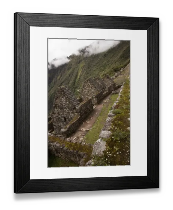 Framed Print : South America, Peru, Machu Picchu. Stone ruins with mountainous backdrop. (UNESCO