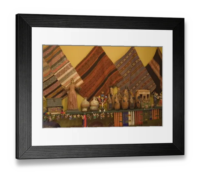 Framed Print : Folk art on display in shop. Peru, Lima Framed Print : Folk art on display in shop. Peru, Lima