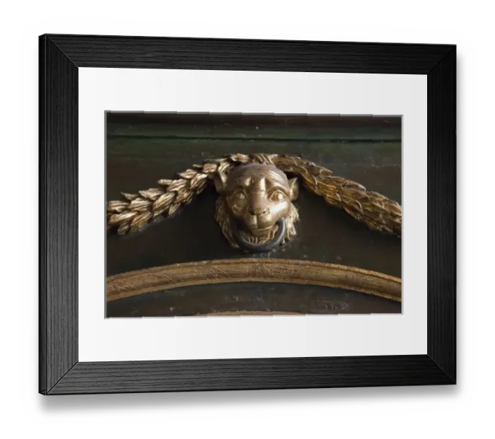 Framed Print : South America, Peru, Historic Centre of Lima. A lions head in gold leaf in