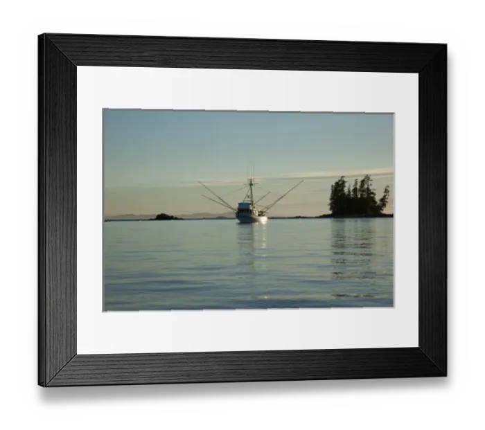 Framed Print : USA, Southeast Alaska near Ketchikan, trawler at sunset Framed Print : USA, Southeast Alaska near Ketchikan, trawler at sunset