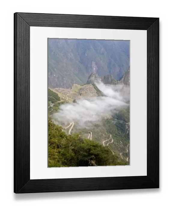 Framed Print : South America - Peru. Overall view of the lost Inca city of Machu Picchu and surroundings