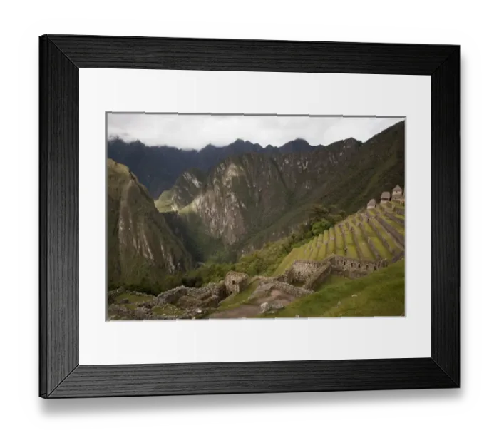 Framed Print : South America, Peru, Machu Picchu. View of agricultural terraces and surrounding mountains Framed Print : South America, Peru, Machu Picchu. View of agricultural terraces and surrounding mountains